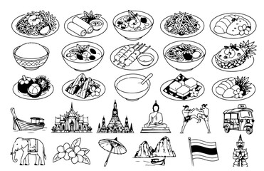 Fototapeta premium thailand food and objects icons