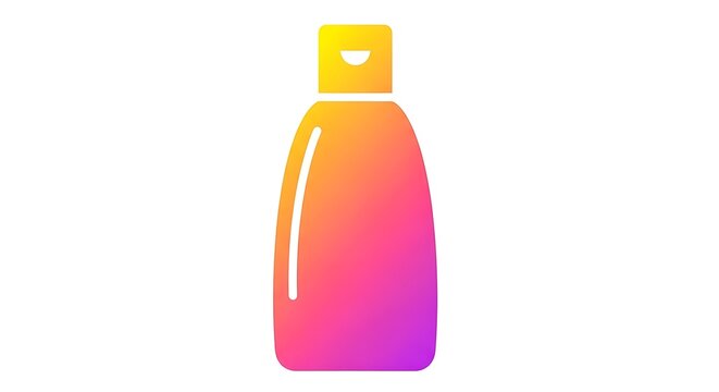 Gradient shampoo bottle icon with a vibrant yellow to purple color transition on a white background