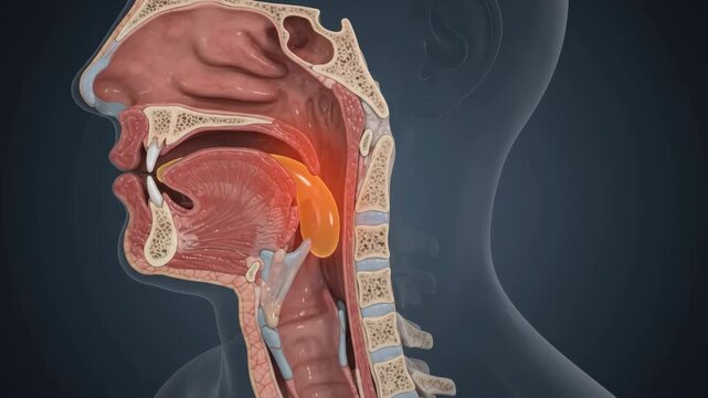 Laryngopharyngeal reflux entering the larynx with localized irritation for ENT education