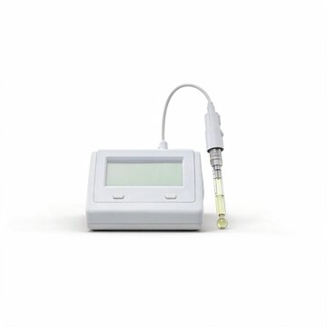 Digital Laboratory Conductivity Meter with Sensor Probe Isolated on White
