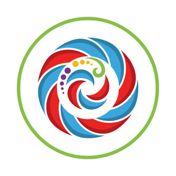 Abstract Swirl Logo with Dots and Circle