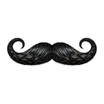 Black curly mustache icon illustration isolated on white