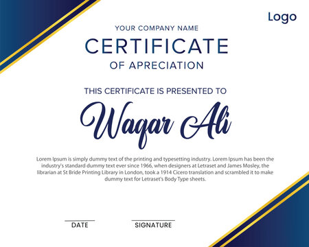 Certificate of apreciation. Vector certificate template.