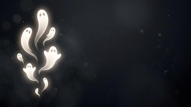 Glowing ghost spirits on dark background