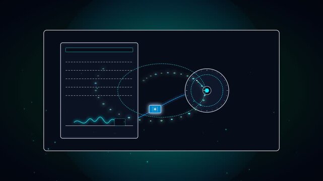 Futuristic digital interface hud screen with data analysis and network connections