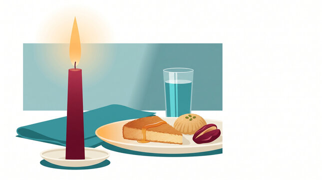 Candlelight dinner setting with cheese, cookies, and a drink  