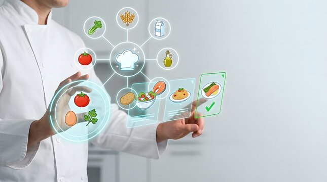 Healthcare innovation doctor utilizing digital technology to analyze nutritional data and patient health