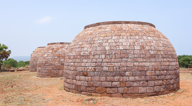 Ancient Thotlakonda Buddhist Monastery and Stupa near Visakhapatnam, Andhra Pradesh, India.