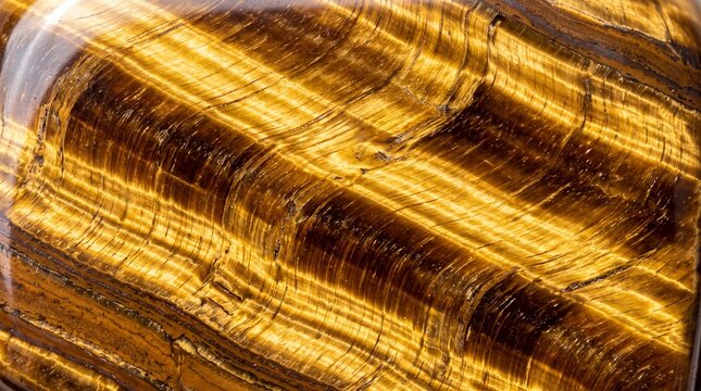 Polished Golden Tiger Eye Gemstone Texture Macro