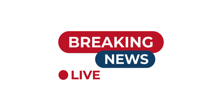 Breaking news and live streaming graphic overlay for television broadcast and social media content.