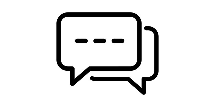 Black outline speech bubbles icon with ellipses for messaging or text communication interface.