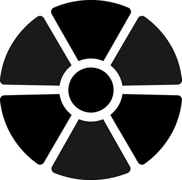 Black radioactive symbol vector isolated on transparent background illustration depicting hazard warning icon used for nuclear energy waste safety alert signage.
