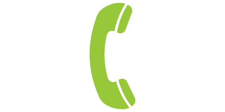 Lime green telephone handset icon symbol for communication and customer support contact methods.