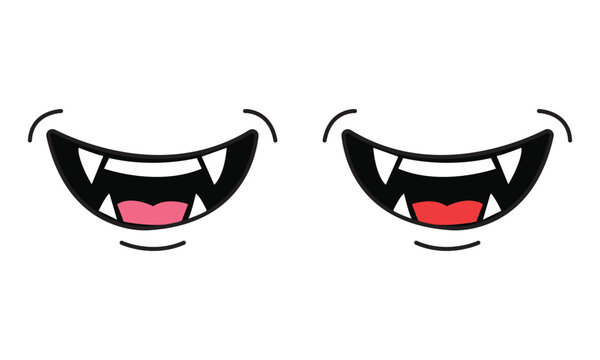 Cartoon monster mouths with fangs vector illustration