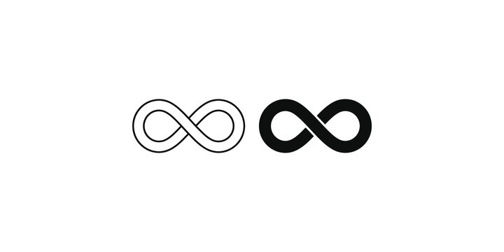 Black infinity loop symbols on transparent background for mathematical and concept design.