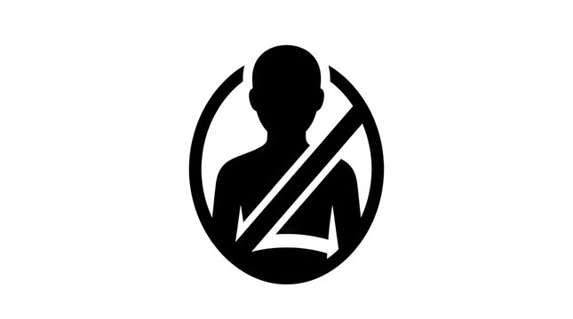 Stylized person icon with restricted symbol.