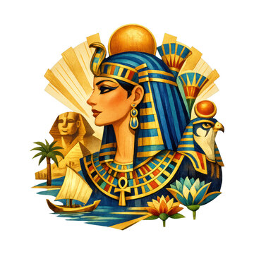PNG Ancient Egyptian queen illustration