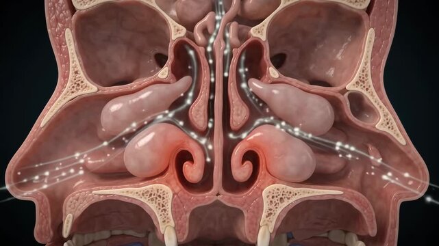 Nasal Polyps Narrowing Airway in Sectional Anatomy Visualization for Medical Education