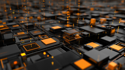 Fototapeta premium Interconnected Digital Circuitry with Luminous Data Pathways