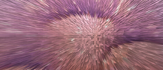 Fototapeta premium Abstract dimensional texture with many sharp triangular spikes and radiating lines in soft pink and purple hues, creating a vibrant and dynamic background for creative projects.