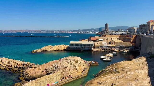 Walk along embankment of the old town of Marseille, Provence, Alps, Cote d'Azur, France, June 8, 2026. High quality 4k footage
