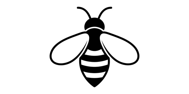 Black silhouette icon of bee insect for nature and wildlife themed graphic design.