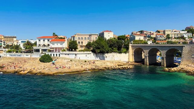 Walk along embankment of the old town of Marseille, Provence, Alps, Cote d'Azur, France, June 8, 2026. High quality 4k footage