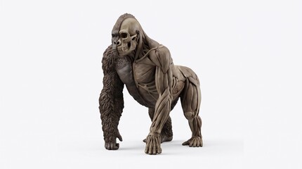 Fototapeta premium Gorilla standing in studio with neutral background for wildlife or nature themes