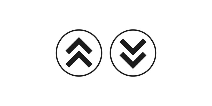 Thick up and down arrow icons within circular borders for interface navigation.