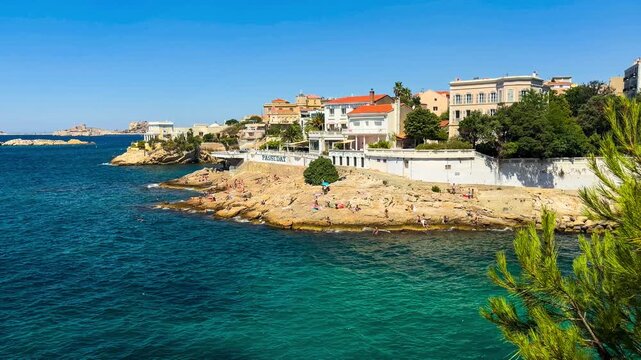 Walk along embankment of the old town of Marseille, Provence, Alps, Cote d'Azur, France, June 8, 2026. High quality 4k footage