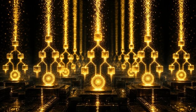 Luminous Gold Tree Data Structure and Digital Growth Visualization