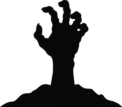 Zombie hand silhouette vector. Monster hand vector icon