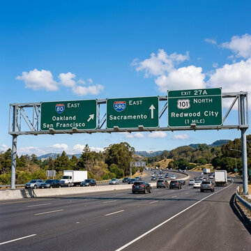 Major Highway Interchange With Directional Signage In California