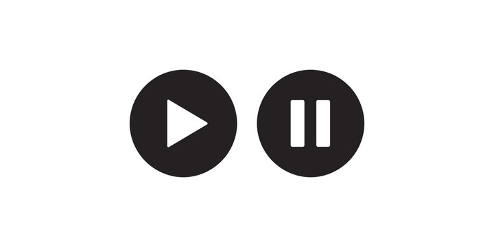 Playback media control buttons consisting of solid black play and pause icons for digital application interface.