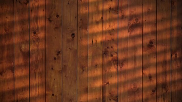Sunlight casting horizontal shadows on a vertical brown wooden wall surface wood planks texture background grain