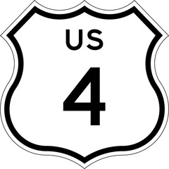Blank US Route 4 Shield Emblem Road Sign Vector Illustration © Georgina Luvandwa