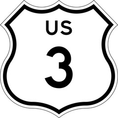 Blank US Route 3 Shield Emblem Road Sign Vector Illustration © Georgina Luvandwa