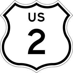 Blank US Route 2 Shield Emblem Road Sign Vector Illustration © Georgina Luvandwa