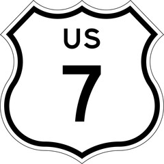 Blank US Route 7 Shield Emblem Road Sign Vector Illustration © Georgina Luvandwa