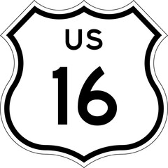 Blank US Route 16 Shield Emblem Road Sign Vector Illustration © Georgina Luvandwa