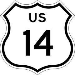 Blank US Route 14 Shield Emblem Road Sign Vector Illustration © Georgina Luvandwa