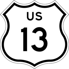 Blank US Route 13 Shield Emblem Road Sign Vector Illustration © Georgina Luvandwa