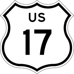 Blank US Route 17 Shield Emblem Road Sign Vector Illustration © Georgina Luvandwa