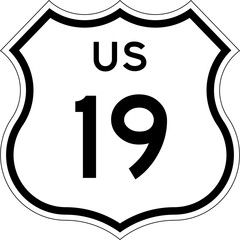 Blank US Route 19 Shield Emblem Road Sign Vector Illustration © Georgina Luvandwa