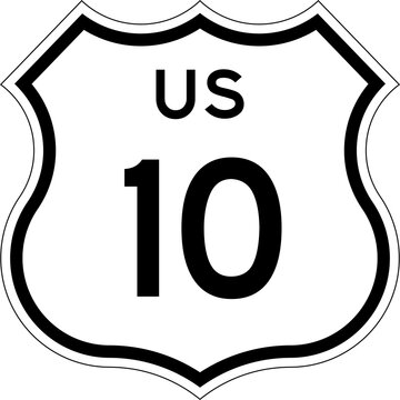 Blank US Route 10 Shield Emblem Road Sign Vector Illustration