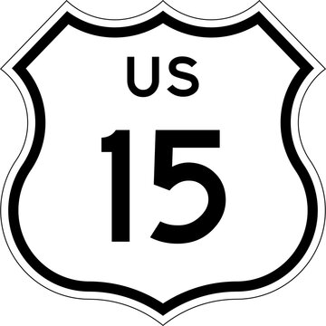 Blank US Route 15 Shield Emblem Road Sign Vector Illustration
