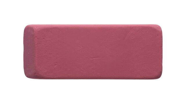 A single pink eraser isolated on a clean white background for creative projects