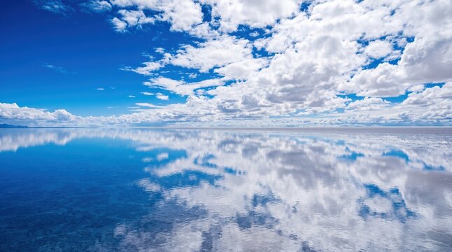 Sky and clouds reflected in water
