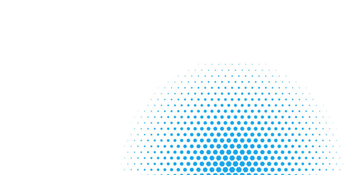 A vibrant blue dotted gradient expanding from the bottom right corner, creating an abstract and dynamic visual effect.