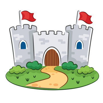 Medieval Stone Castle Vector Illustration